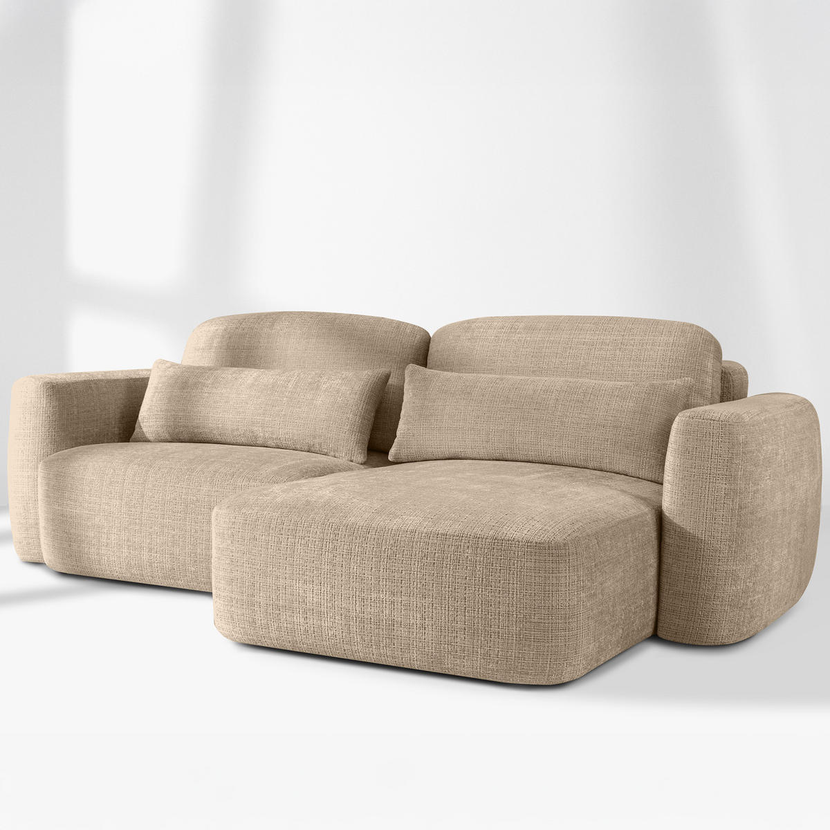 SITZGARNITUR ELOSA - Beige, Holz/Textil (245/85/165cm) - KONSIMO®