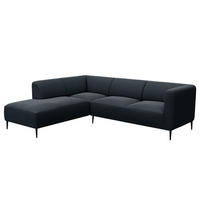 2,5-SITZER ECKSOFA mit Ottomane - Schwarz/Grau, Textil/Metall (252/205cm) - home24