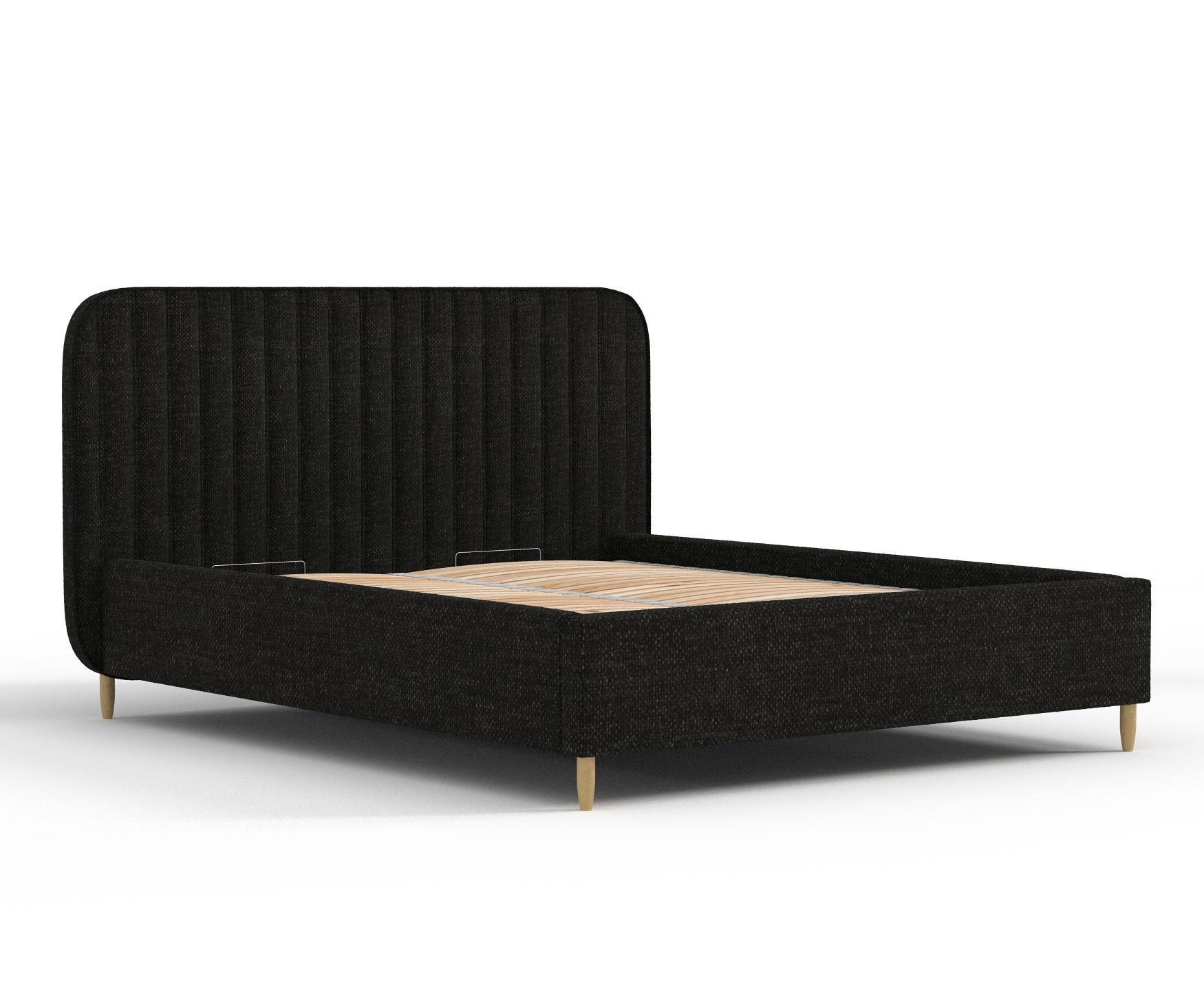 POLSTERBETT Noto Schwarz 120/200 cm im Chenille-Stoff - Schwarz/Naturfarben, Holz/Holzwerkstoff (120/200cm) - Maison de Reve