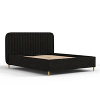 POLSTERBETT Noto Schwarz 120/200 cm im Chenille-Stoff - Schwarz/Naturfarben, Holz/Holzwerkstoff (120/200cm) - Maison de Reve