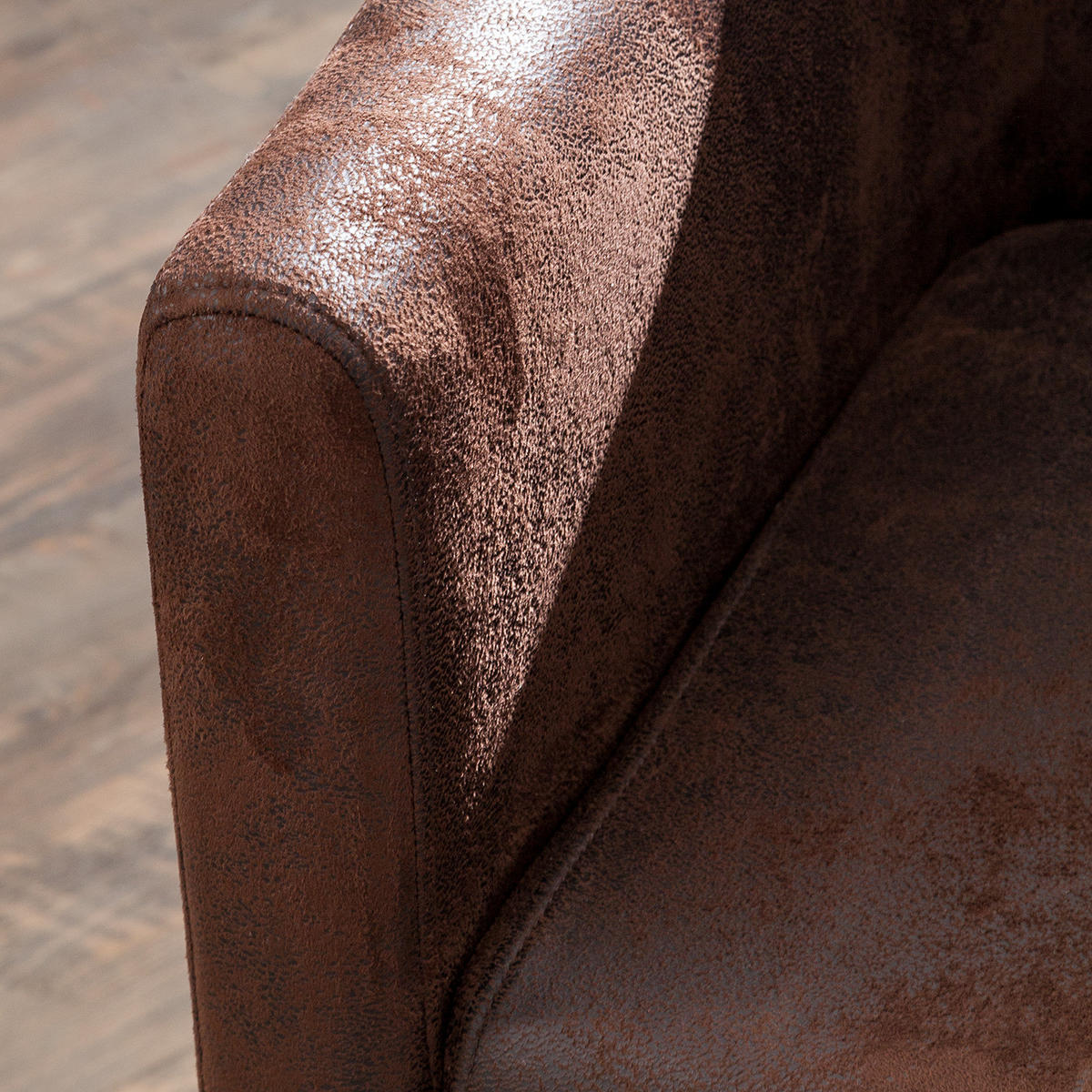 ARMLEHNENSTUHL - Microfaser / Massivholz - Braun, Holz/Textil (62/85/66cm) - home24