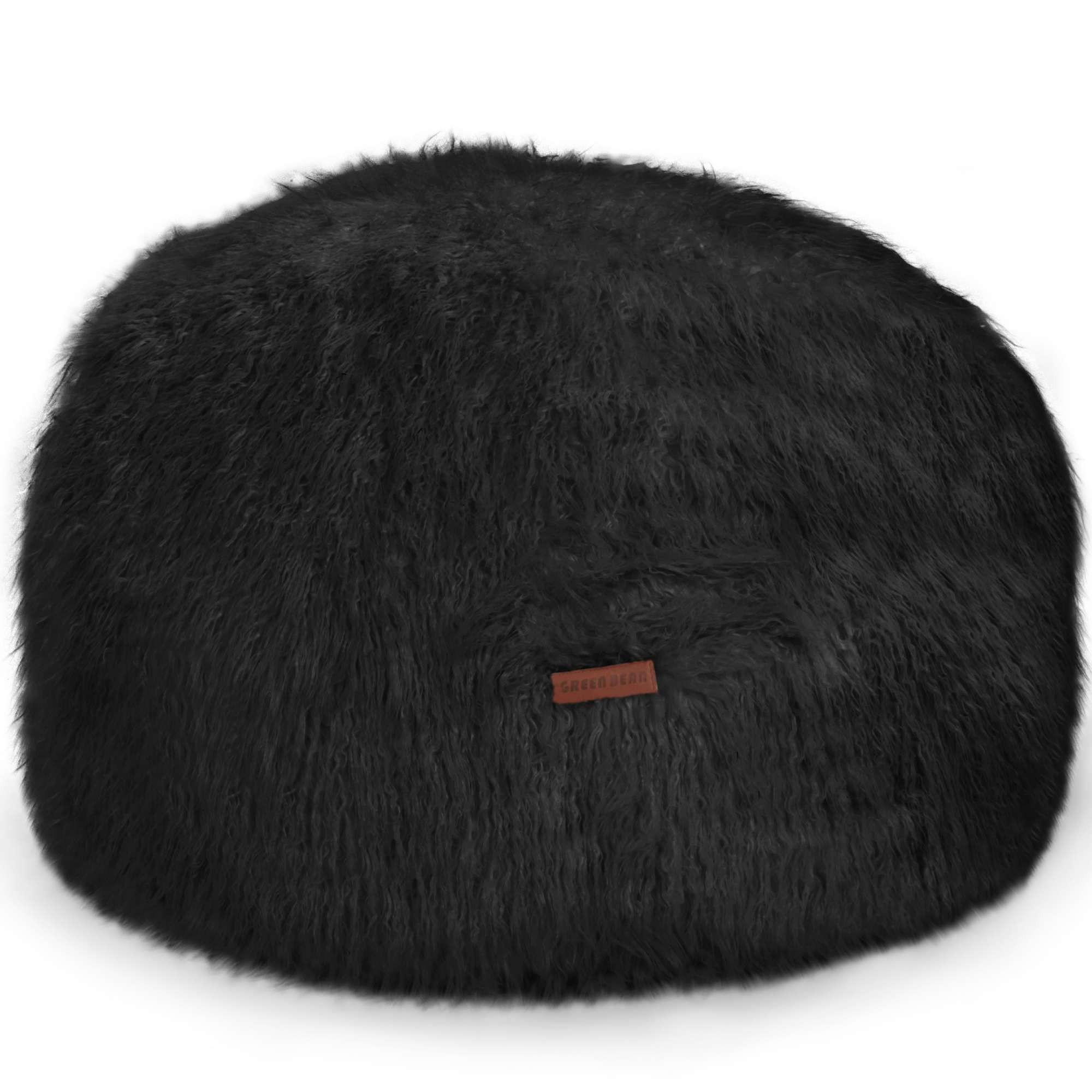 SITZSACK-HOCKER Pouf "FELLOPTIK" 45x25cm - Schwarz, Textil (45/25/45cm) - Green Bean
