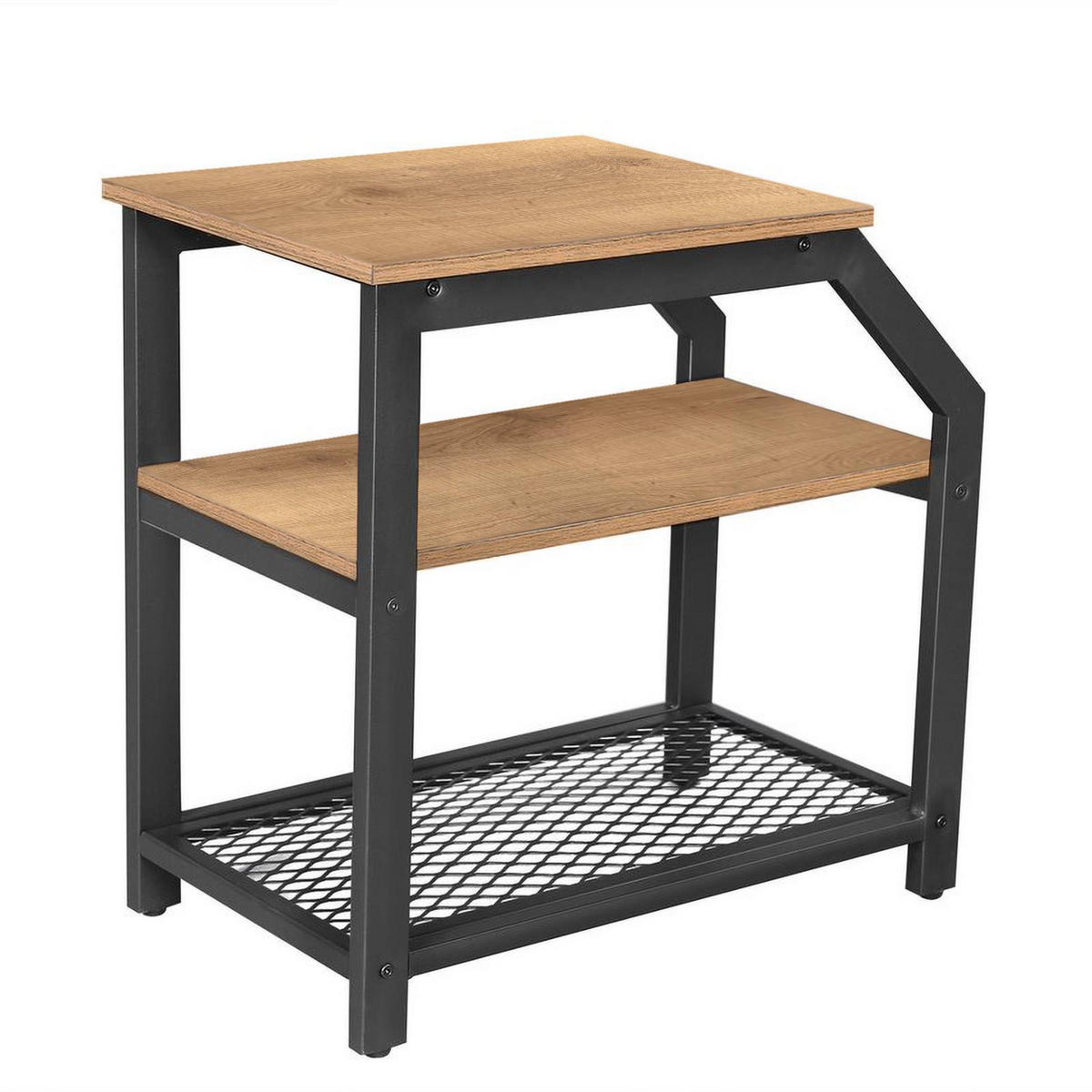 BEISTELLTISCH Metall Holzoptik Honigbraun 3 Ablagen 60x60x36 cm - Schwarz/Honig, Holzwerkstoff/Metall (60/36/60.5cm) - Begryf