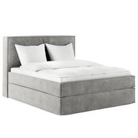 BOXSPRINGBETT mit Kopfteil - Premium - Hellgrau, Textil (180/200cm) - home24