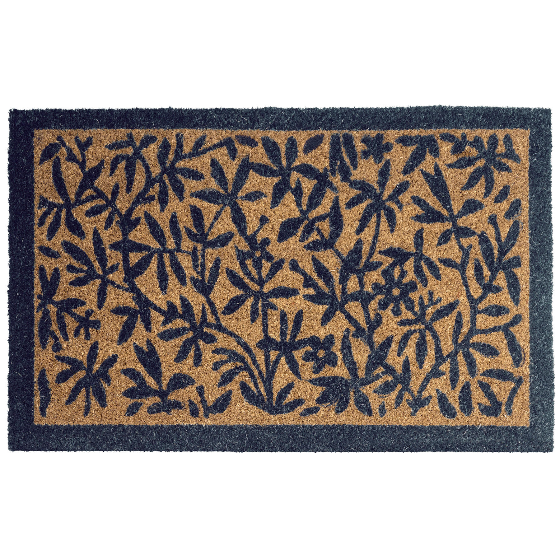 FUSSMATTE Naturfarben 50/80 cm Blatt Kokosfasern Nunivak - Hellblau, Textil (50/80cm) - Beliani