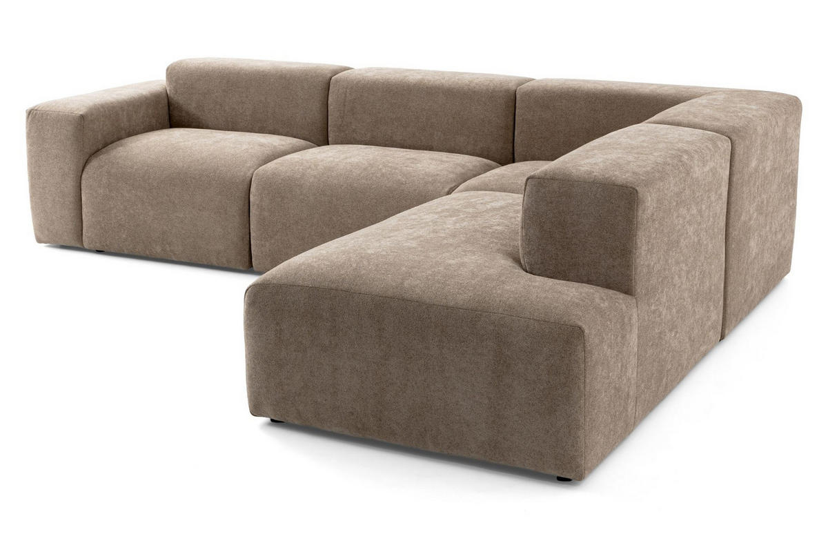 4-SITZER modulares Ecksofa HEAVEN SET 2 Rechts, Breite 300 cm Webstoff Braun - Schwarz/Braun, Holz/Kunststoff (245/300cm) - Muffo