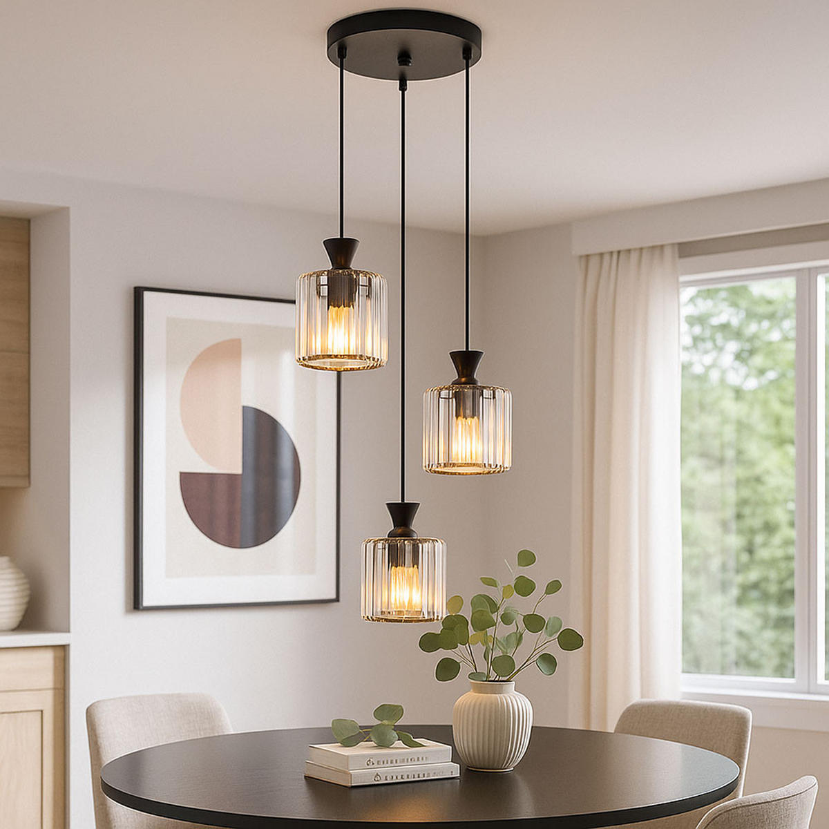 HÄNGELEUCHTE Metall Schwarz Kristalle - Schwarz, Metall (32/32/120cm) - Globo Lighting