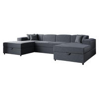 WOHNLANDSCHAFT Santos U Boucle - Dunkelgrau/Schwarz, Holzwerkstoff/Kunststoff (320/79/166cm) - MIRJAN24