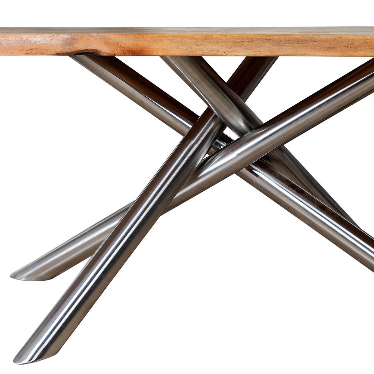 ESSTISCH - Silberfarben/Akaziefarben, Holz/Metall (100/220/76cm) - home24