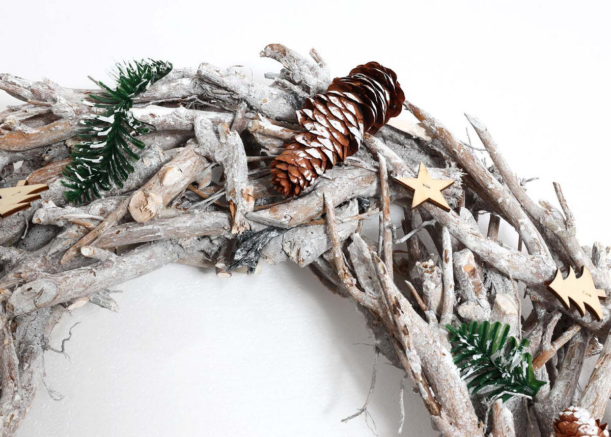 ADVENTSKRANZ XXL RUND OHNE KERZEN/HALTER Weiß, Rot - Rot/Weiß, Holz (11cm) - MCW