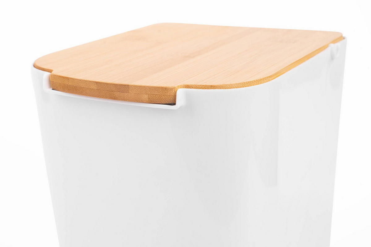 MÜLLEIMER aus Bambus 5 l 22/18/24 cm - Weiß, Naturmaterialien (18/24/22cm) - 5five Simply Smart