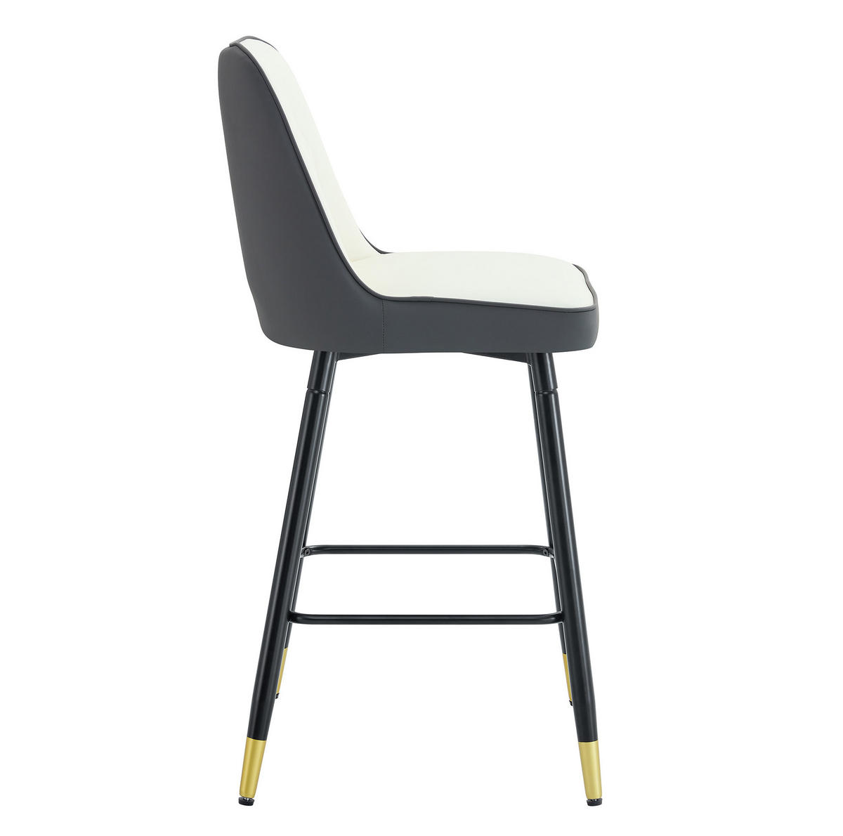 BARHOCKER 2er-Set 100 cm Weiß/Dunkelgrau mit Rückenlehne und Fußraste - Dunkelgrau, Metall (45/100/42cm) - MIVRAY