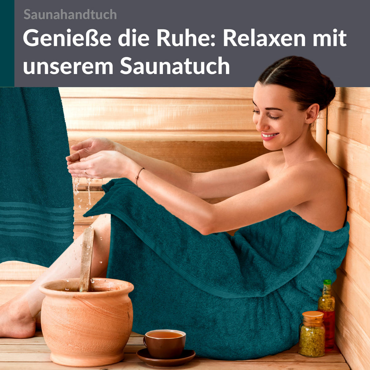 SAUNATUCH 80x200 cm 2er Set London Opal Grün - Opal, Textil (80/200cm) - Lashuma