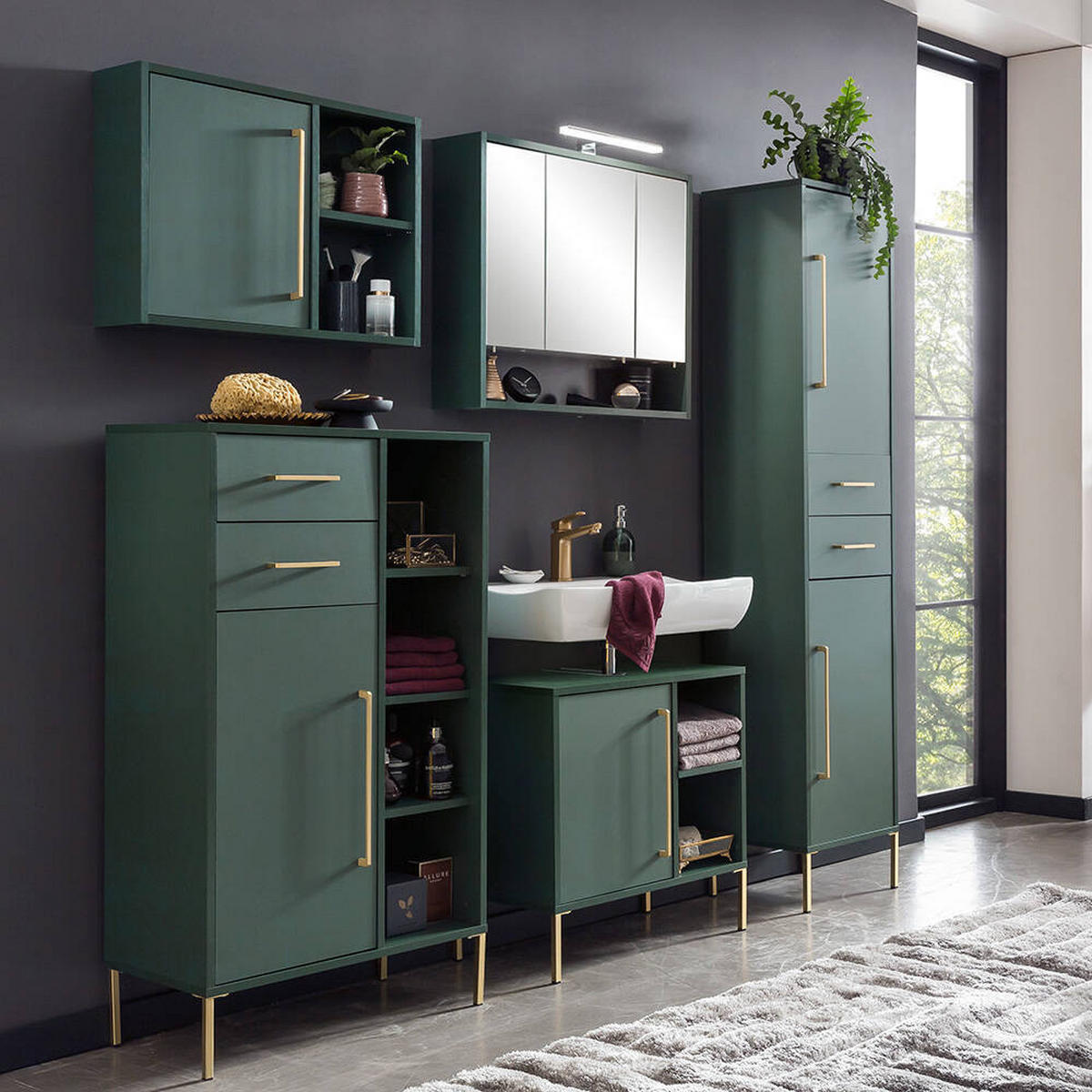 HÄNGESCHRANK Kella-80 - Grün, Holzwerkstoff (67/49/16cm) - Lomado