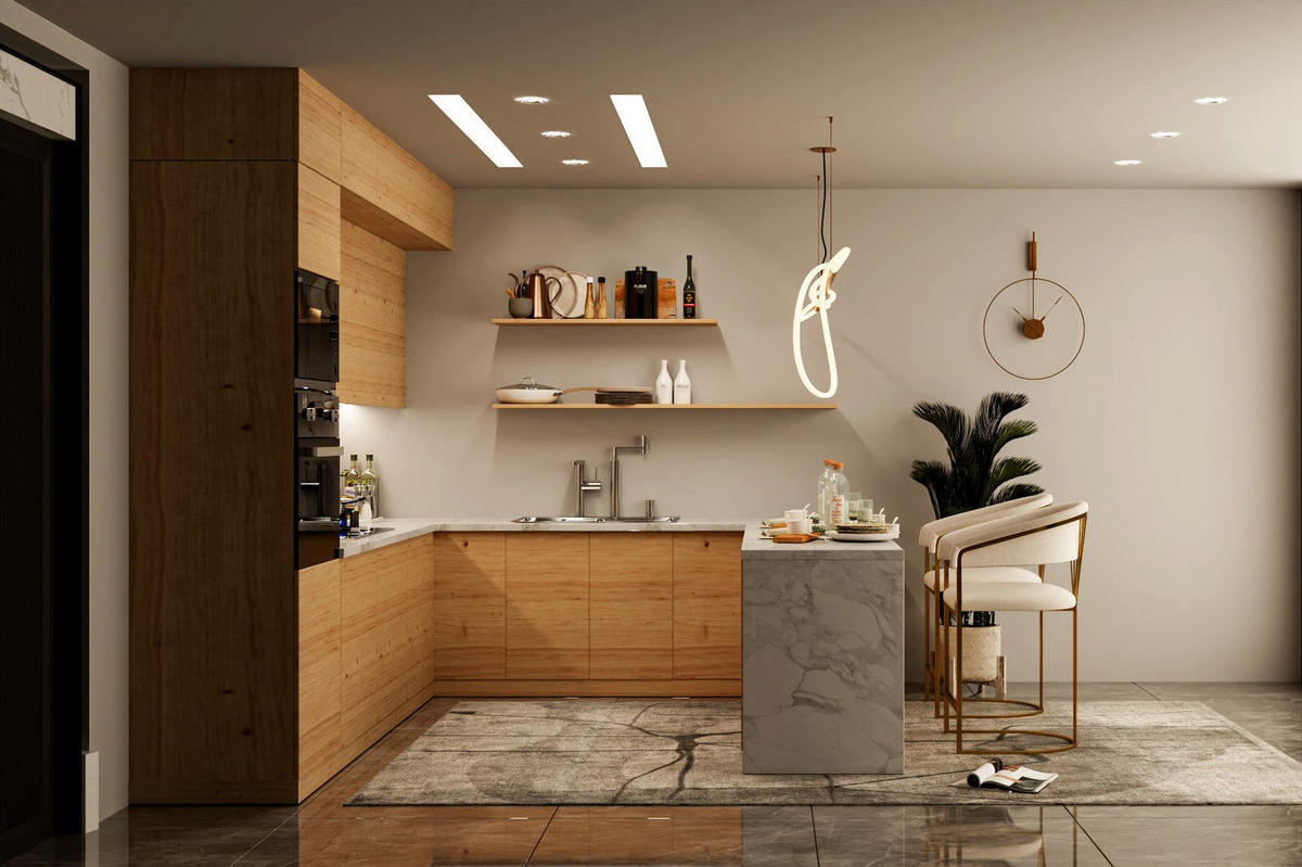 WINKELKÜCHE – Küchenzeile 310 x 260 x 250 cm VELORA – KU-S48 – Eiche Artisan - Eiche Artisan, Holzwerkstoff (310/248/260cm) - hi-markt