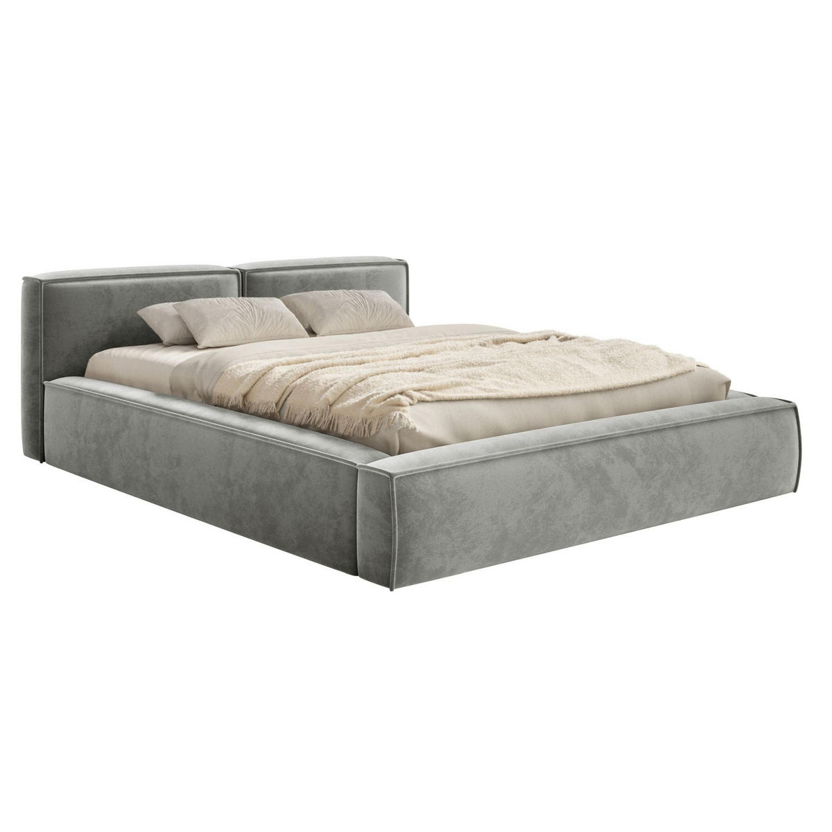 POLSTERBETT Tilves Slim Grau 200x200 cm - Schwarz/Grau, Kunststoff/Textil (200/200cm) - Selsey
