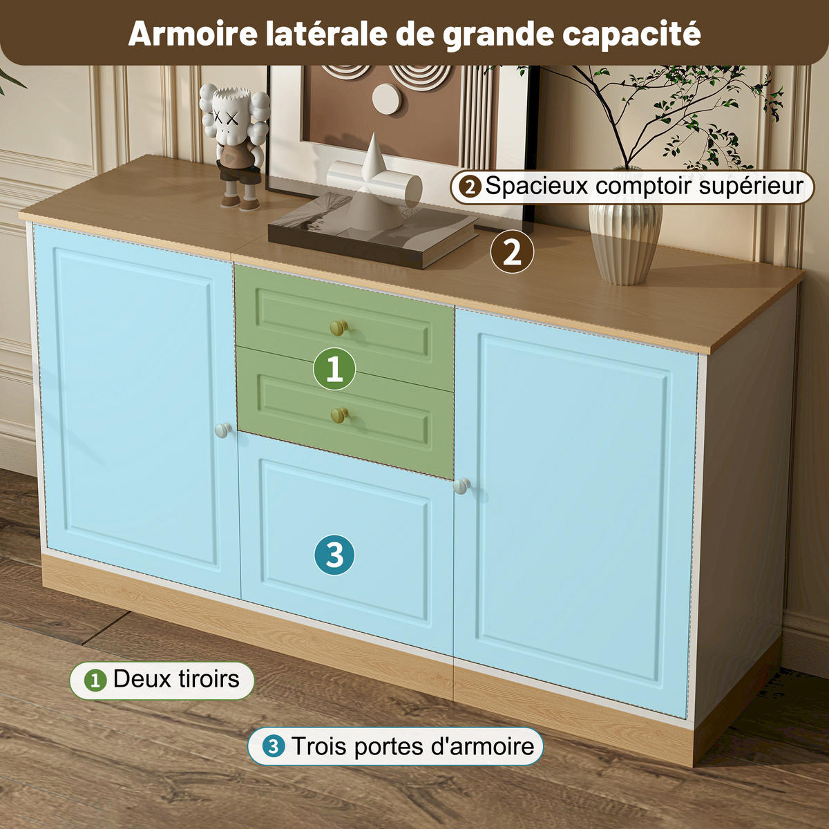 SIDEBOARD Weiß 135.5/39/76 cm - Weiß, Holzwerkstoff (135.5/76/39cm) - PANGIVO