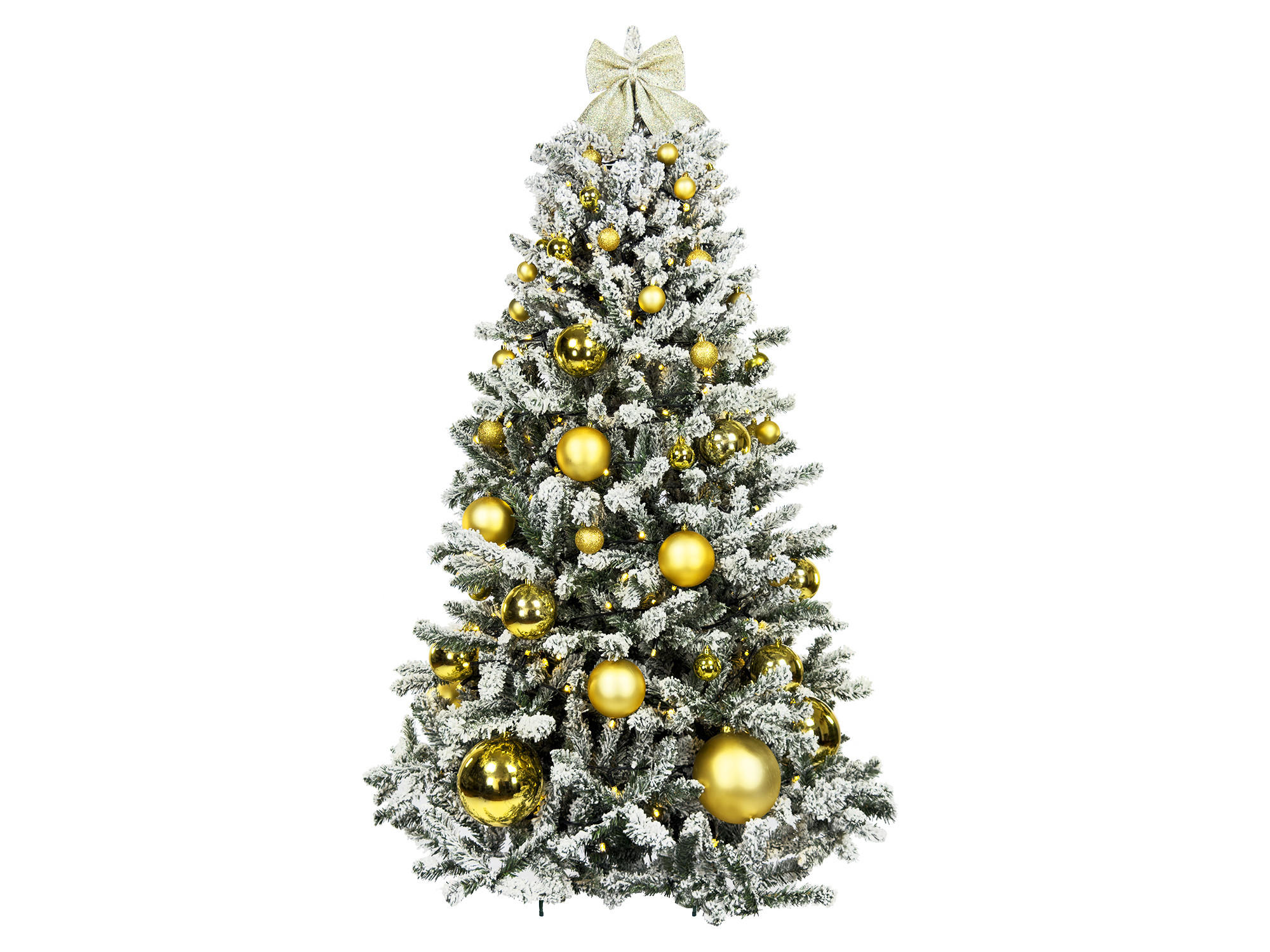 LAALU WEIHNACHTSBAUM geschmückt künstlich mit 73 Ornamenten GOLDEN CHRISTMAS 210 cm Baum mit Ständer und Weihnachtsornamenten - Champagner/Goldfarben, Kunststoff (210cm) - LAALU