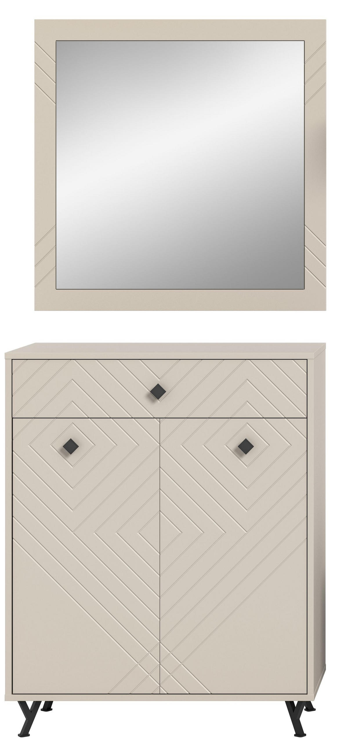 GARDEROBEN-SET NOTES 2-tlg. (B/H/T: ca. 80/190/35 cm) in sandbeige/sandbeige matt - Sandfarben, Holzwerkstoff (80/190/35cm)