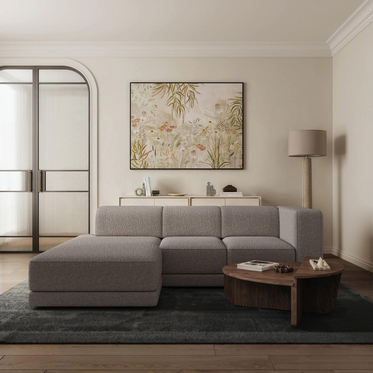 ECKSOFA Novals L-Form, 4-Sitzer, links 278 cm - Taupe/Schwarz, Holz/Kunststoff (278/168cm) - Selsey