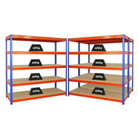 SCHWERLASTREGAL Bison 3er-Set mit 3x 200x200x60 cm 5 Fachböden Fachlast 600 kg Blau-Orange - Orange, Metall (600/200/60cm) - PROREGAL
