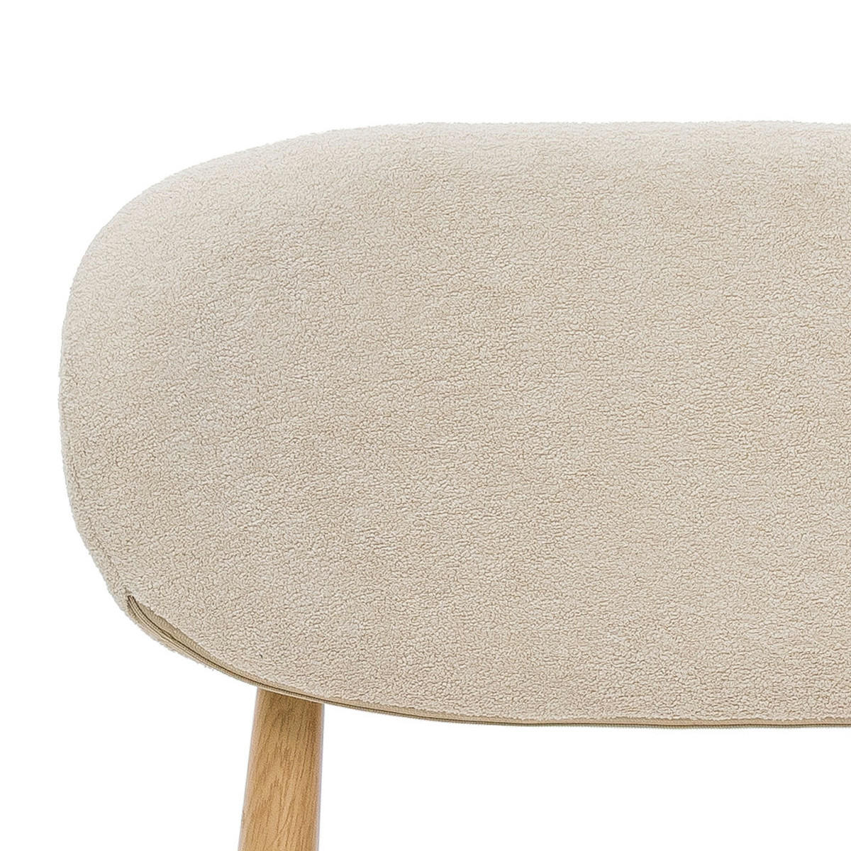 STUHL ALMO gepolstert Beine in Holzoptik - hellbeige - Boucle - Eichefarben/Beige, Textil/Metall (47/77/54cm) - NEW HOME