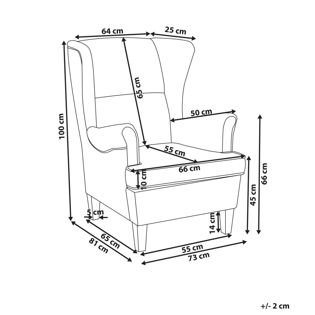 OHRENSESSEL Hellbraun Abson - Blau/Hellbraun, Textil (64/100/65cm) - Beliani