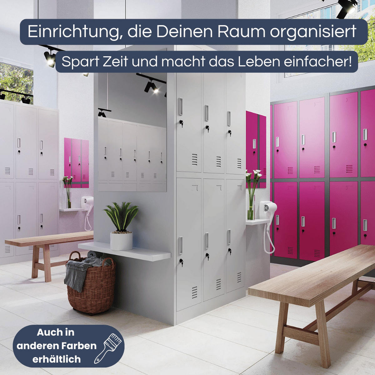 UMKLEIDESCHRANK Spind TOKIO 6 Abteile 185x90x45cm Grau - Grau, Metall (90/185/45cm) - DELUKE