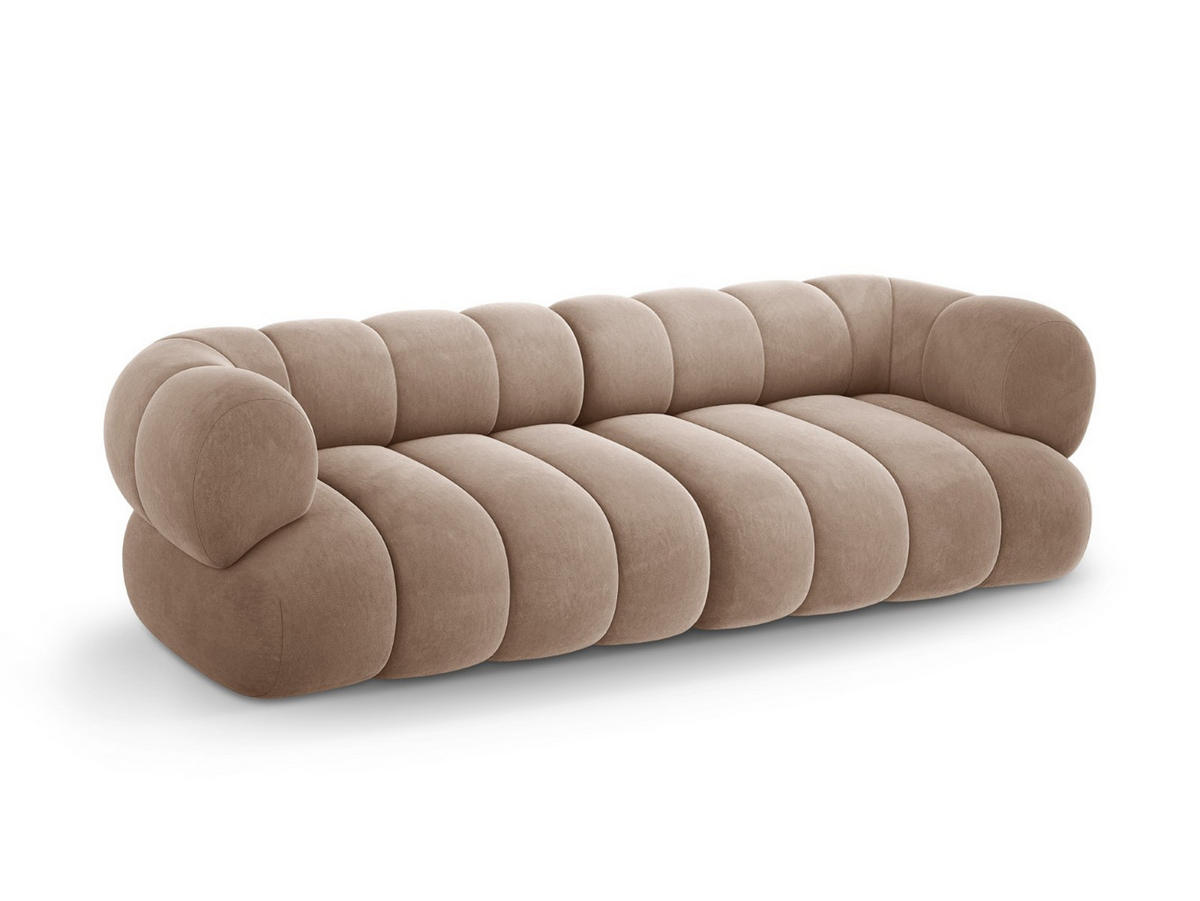 SOFA Koge aus Samt dunkelbeige 4 Sitzplätze - Mokka, Textil (95/70/240cm) - Cosmopolitan Design