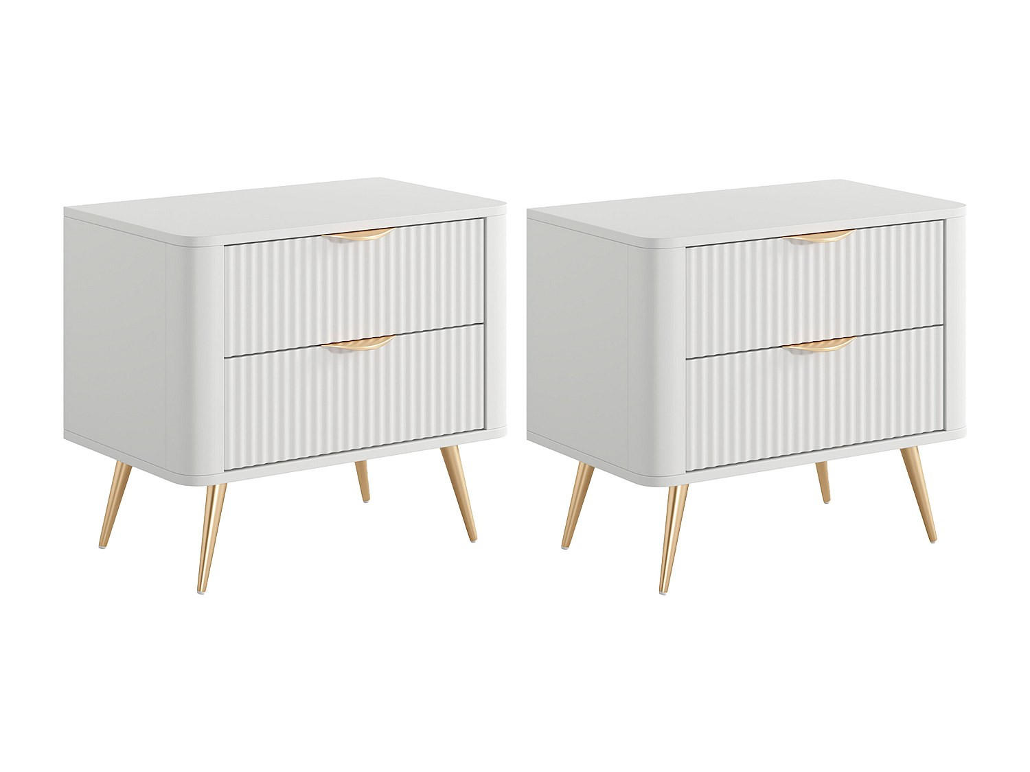 2ER-SET Nachttische - 63,2 x 38 cm - holz - weiß - Elonaria - Weiß, Holz/Metall (63.2/55.3/38cm) - Vente-Unique