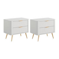 2ER-SET Nachttische - 63,2 x 38 cm - holz - weiß - Elonaria - Weiß, Holz/Metall (63.2/55.3/38cm) - Vente-Unique