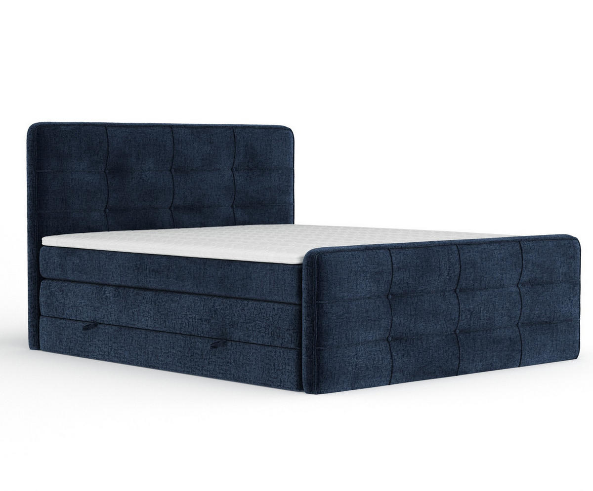 BOXSPRINGBETT Semplice Marineblau 140/200 cm - Schwarz/Dunkelblau, Holz/Holzwerkstoff (140/200cm) - Maison de Reve