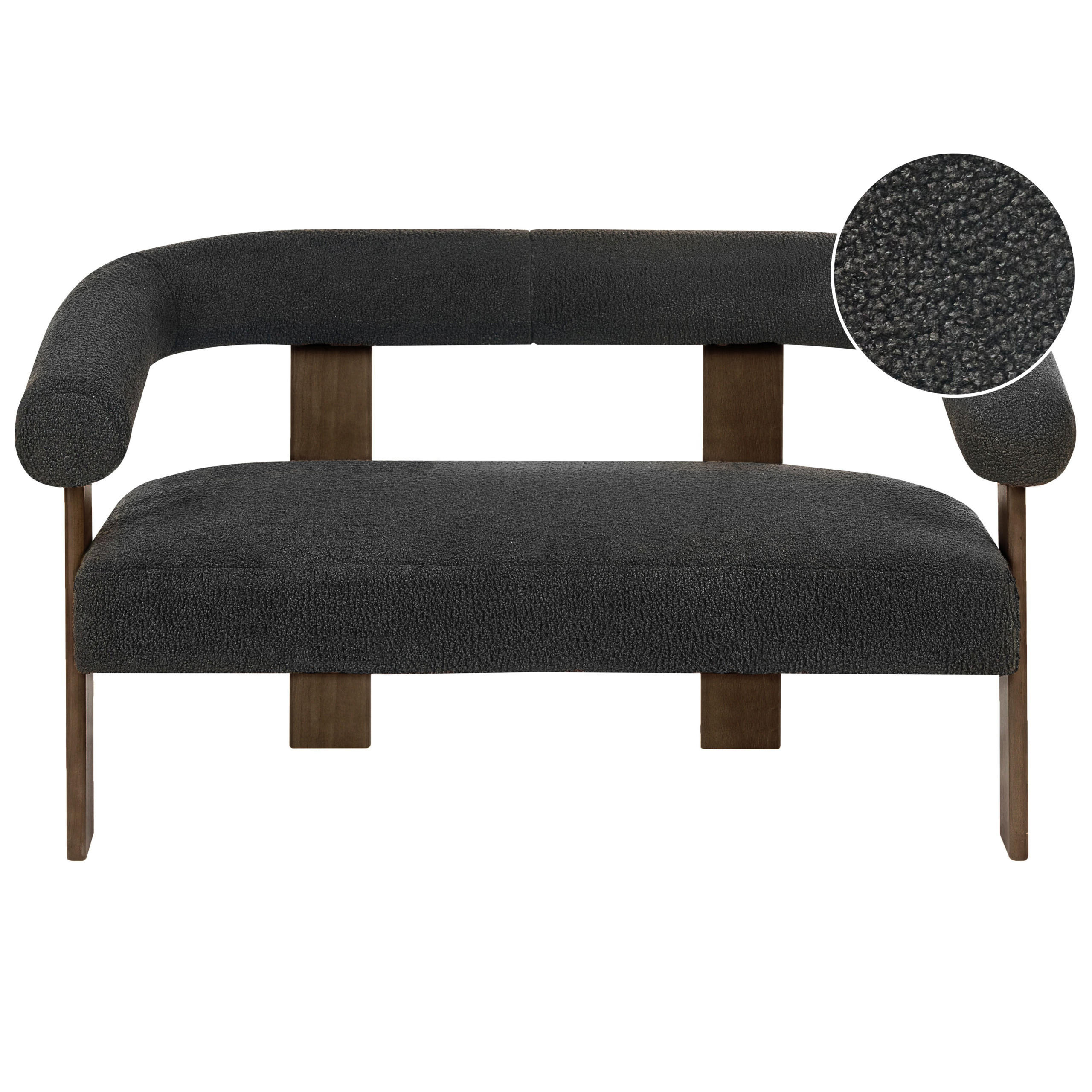 2-SITZER-SOFA Bouclé Schwarz/Dunkelbraun Ilbro - Schwarz, Textil (138/76/68cm) - Beliani