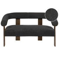 2-SITZER-SOFA Bouclé Schwarz/Dunkelbraun Ilbro - Schwarz, Textil (138/76/68cm) - Beliani