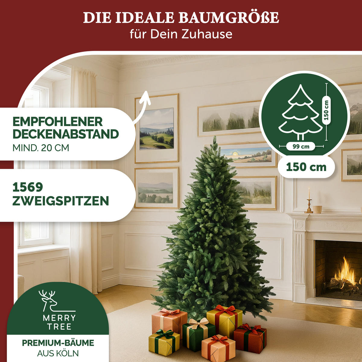 WEIHNACHTSBAUM mit PE-Spritzguss-Nadeln, 150 cm - Grün, Kunststoff (150cm) - Merry Tree