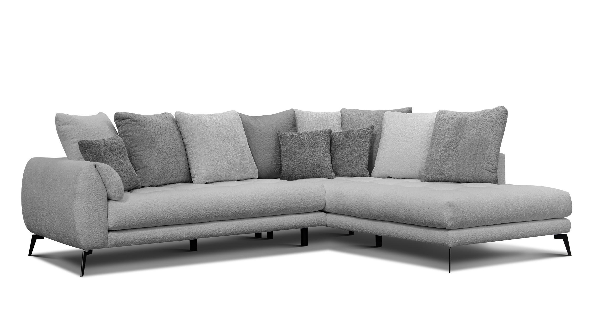 ECKSOFA CALME 5-Sitzer, hellgrau und dunkelgrau - Hellgrau, Holz/Textil (294/229cm) - Courtois Laville