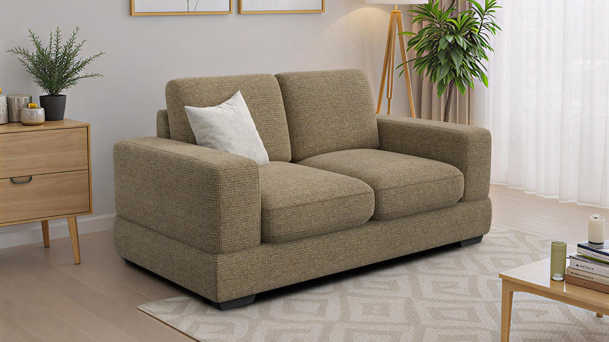 SOFA OTTO 2-Sitzer, taupe - Taupe/Schwarz, Holz/Textil (171/89/98cm) - Courtois Laville