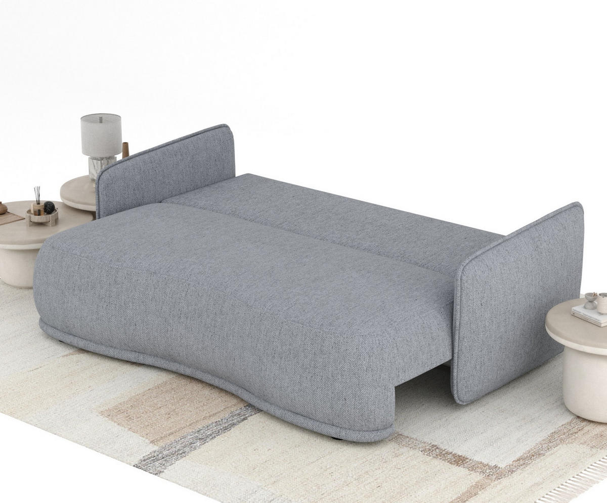SCHLAFSOFA Mitsis Grau Webstoff - Schwarz/Grau, Holz/Holzwerkstoff (231/93/106cm) - Maison de Reve
