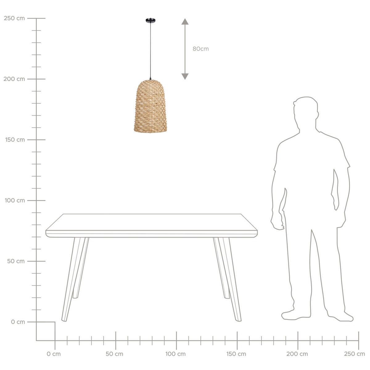 HÄNGELEUCHTE Kerio 29/29/129 cm - Hellbraun, Holz (29/29/129cm) - Beliani