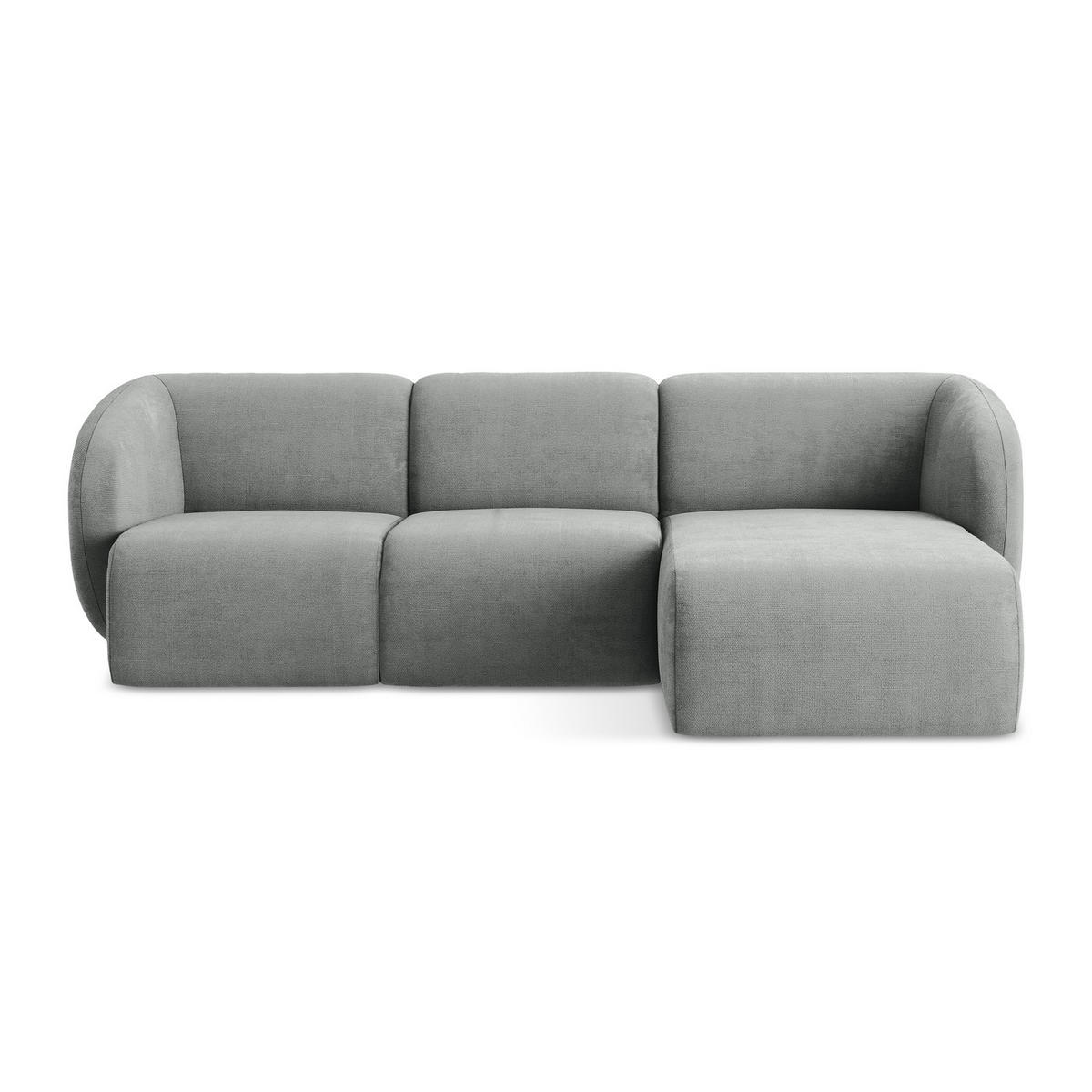 ECKSOFA Rechts Chenille Stoff Grau - Schwarz/Grau, Holzwerkstoff/Kunststoff (248/166cm) - LaMiaSofa