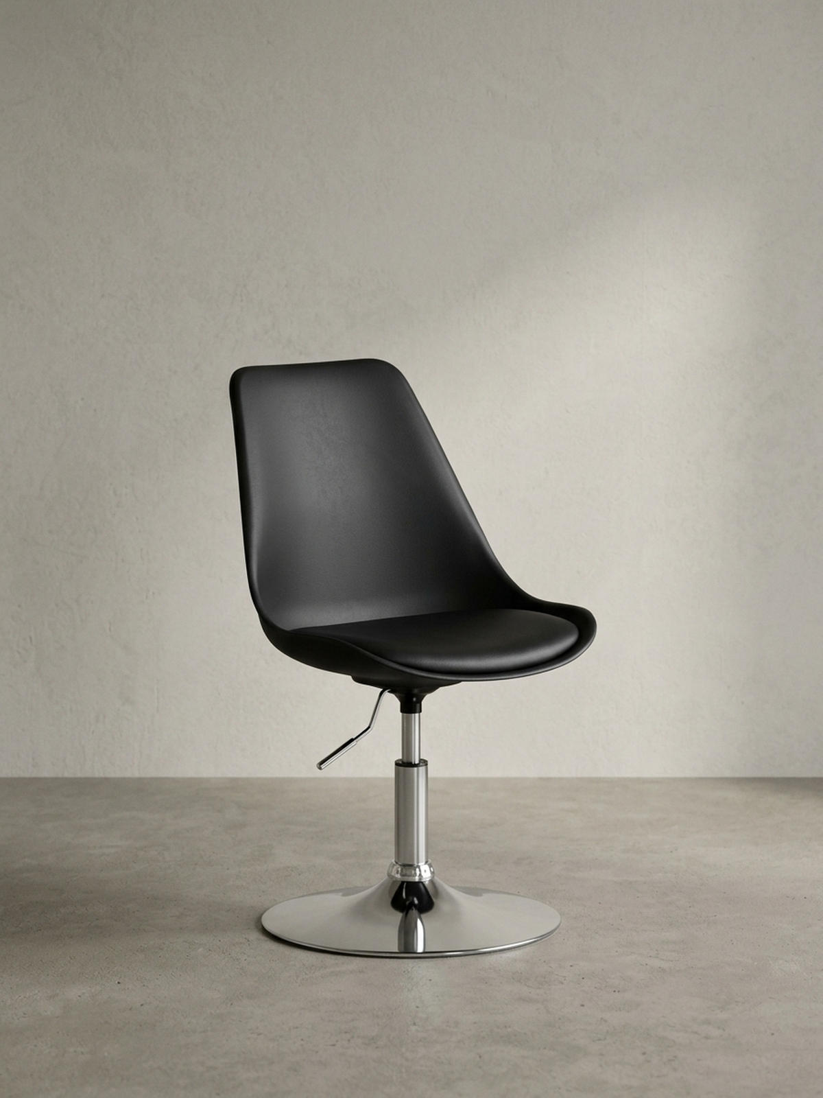 DREHSTUHL Kunstleder Trompetenfuß Chromgestell, Schwarz 46x46x88 cm - Silberfarben/Schwarz, Kunststoff/Textil (46/88/46cm) - KADIMA DESIGN