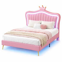 KINDERBETT 140/200 cm in Rosa mit LED und verstellbarem Kopfteil - Rosa, Holzwerkstoff/Textil (140/200cm) - CHICFURN