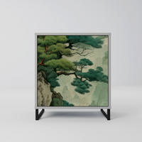 SIDEBOARD VERDURE ABYSS, Grau, 57,5x42x67,5 cm, Schwarze Metall-Rahmenfüße - Multicolor/Schwarz, Holzwerkstoff/Metall (57.5/67.5/42cm) - SpaceRebels