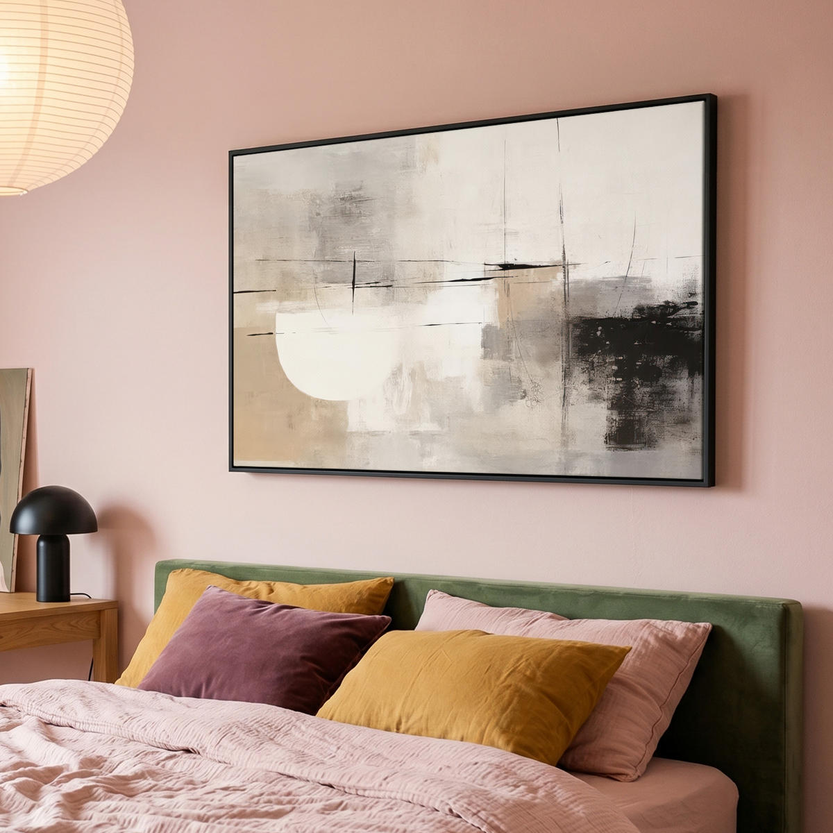 LEINWAND Bilder mit Rahmen - Abstrakt - Kunst - Grau - 120x80 - Hellgrau, Textil (120/80cm) - MuchoWow