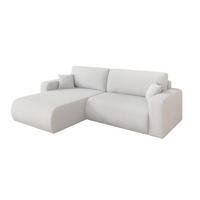ROHOVÁ SEDAČKA s funkcí spaní, otoman vlevo BERY-L 276x193x88 bílá bouclé - bílá/černá, kompozitní dřevo/textil (276/193cm) - ALTDECOR
