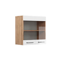 KÜCHENGLASSCHRANK R-Line Weiß Hochglanz 60 cm - Honigeiche/Weiß Hochglanz, Holzwerkstoff (60/60/31cm) - Vicco