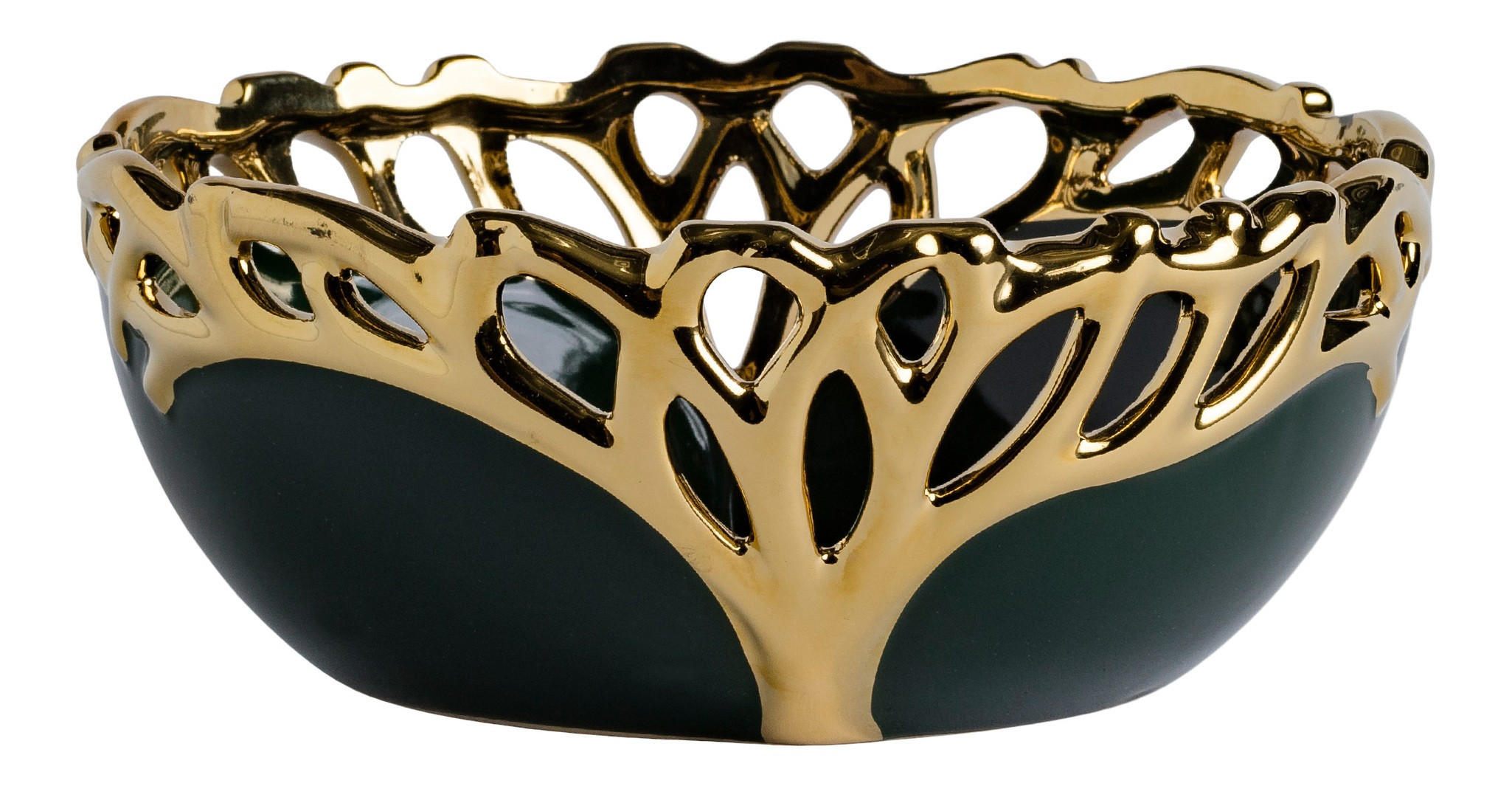 DEKORATIVE SCHALE Oaktree - Dunkelgrün, Stein (25/9.5cm) - home&you