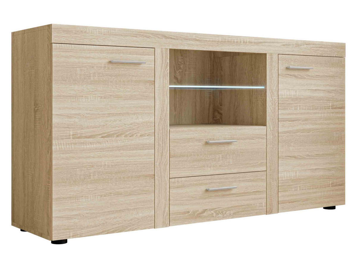 KOMMODE Rumba mit LED Beleuchtung - Sonoma Eiche, Holzwerkstoff (156/82/40cm) - MIRJAN24