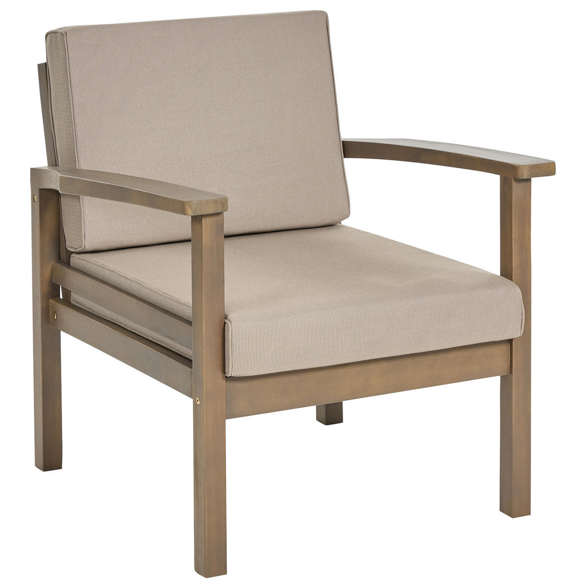 LOUNGE-SET 4-sitzer Akazienholz dunkelbraun Manila - Taupe/Dunkelbraun, Holz - Beliani