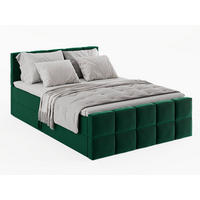 BOXBETT Vanessa 200/200 cm, in Dunkelgrün, Velours-Stoff, Bettkasten, Matratze, Topper - Dunkelgrün, Textil (200/200cm) - Barchello